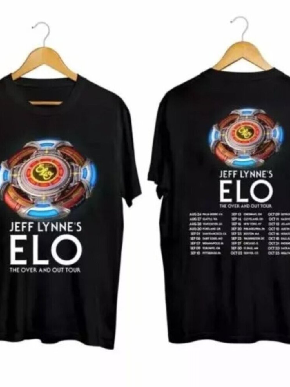 Jeff Lynnes ELO Over and Out Tour 2024 Unisex 2 Sided Graphic T-Shirt